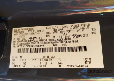 2016 Ford F-150 Xl z USA, uszkodzony, nr VIN 1FTEX1EPXGFA65846